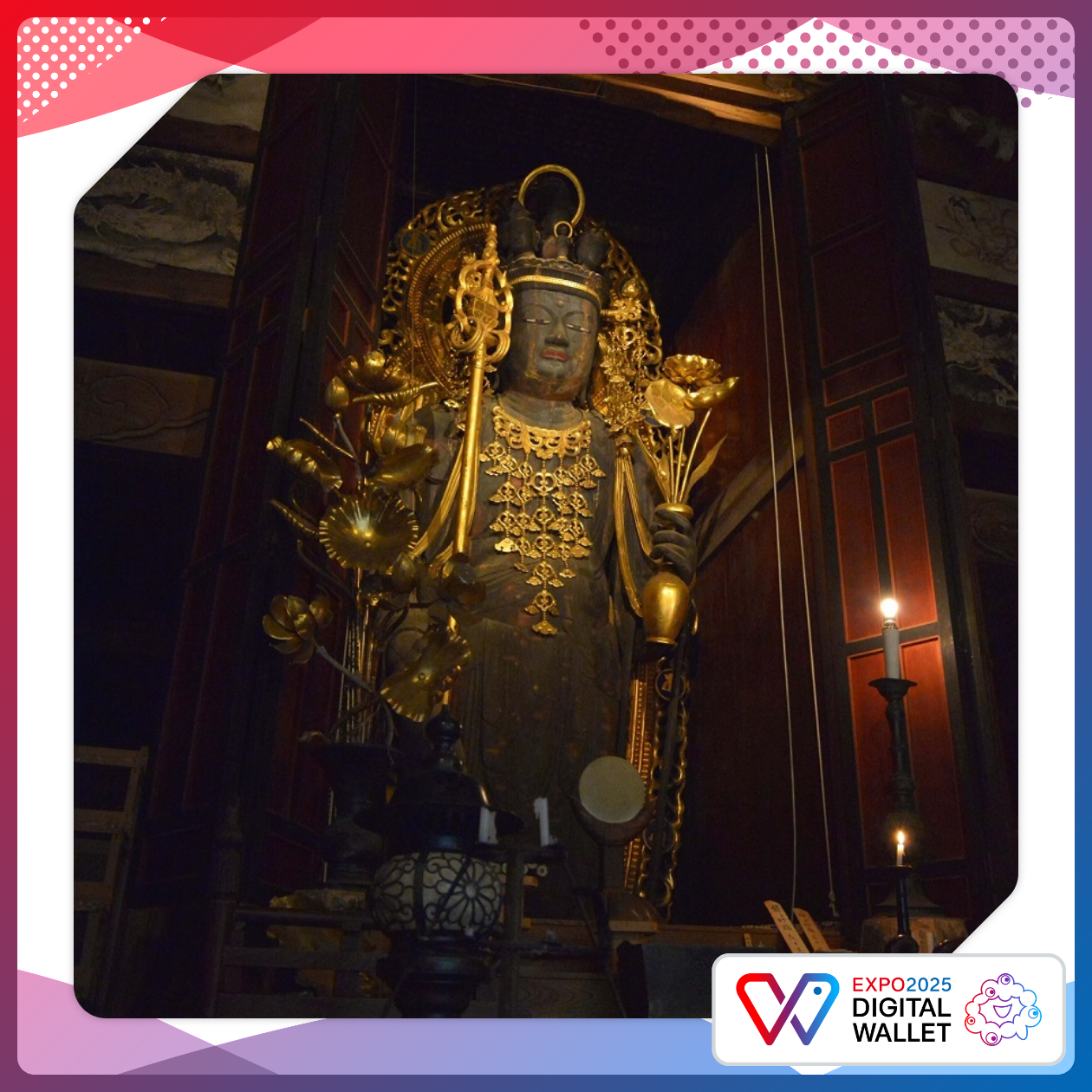 Standing Wooden Statue of the Goddess of Mercy with Eleven Faces of Eleven-faced Kannon(Kincyoukoku ji Temple)