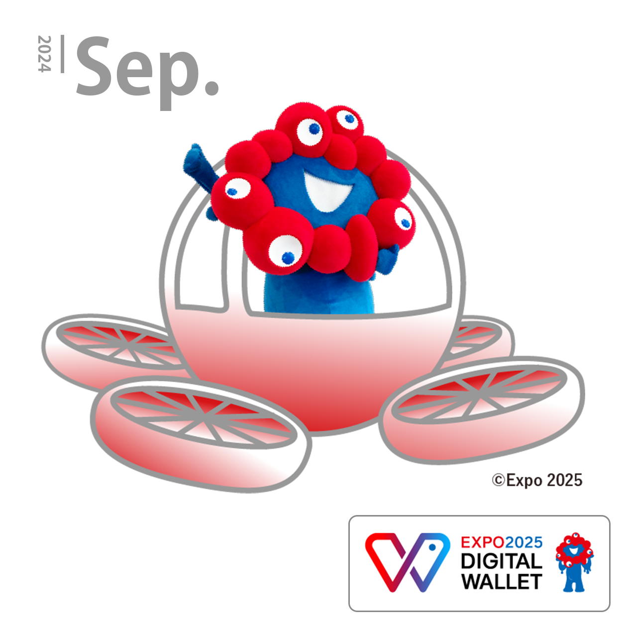 空飛ぶクルマ×ミャクミャク（red）