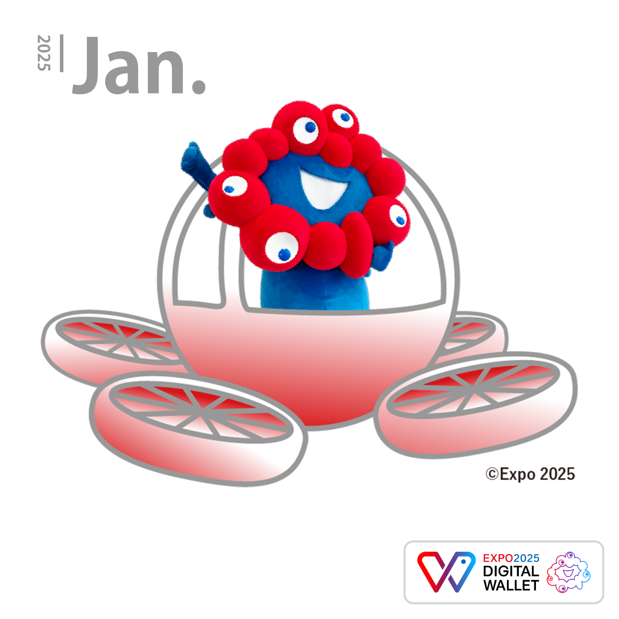 空飛ぶクルマ×ミャクミャク（red）