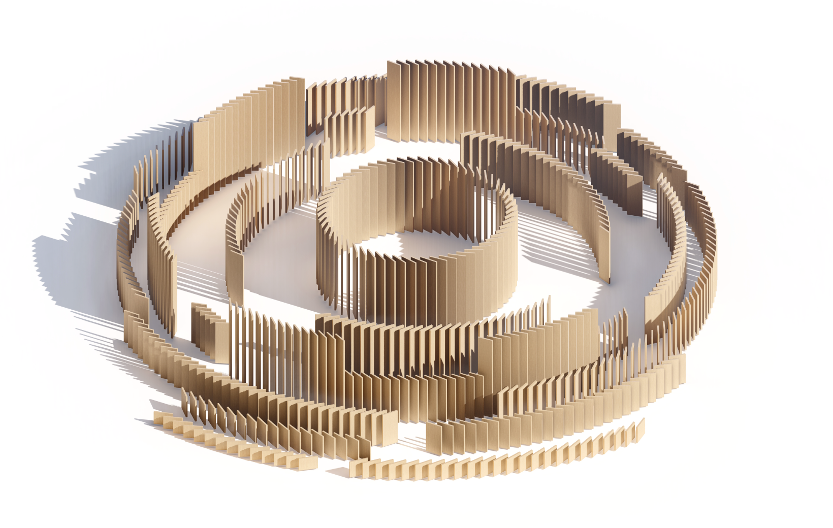 日本館の建物の外観を斜め上方向から描いたパース図。