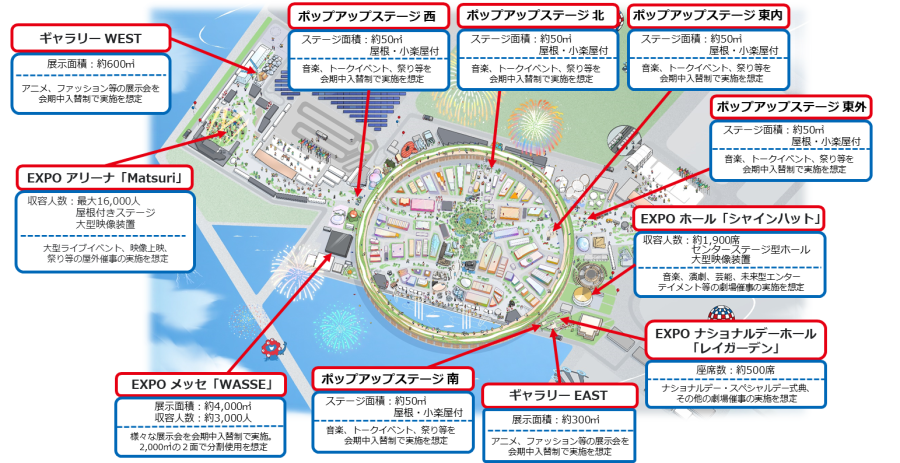 大阪・関西万博の催事施設のマップです。
