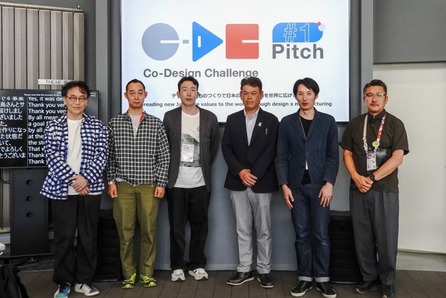 前回のCo-Design Challenge Pitch #1のときの登壇者の集合写真です。左から矢島氏、象印マホービン株式会社、一般社団法人 吉野と暮らす会、
信楽陶器工業協同組合、特定非営利活動法人 府中ノアンテナ、齋藤氏です。