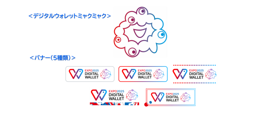 ミャクミャクの顔のイラストとバナー